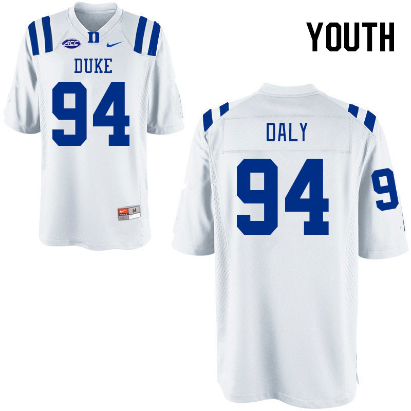 Youth #94 Ryan Daly Duke Blue Devils College Football Jerseys Stitched-White